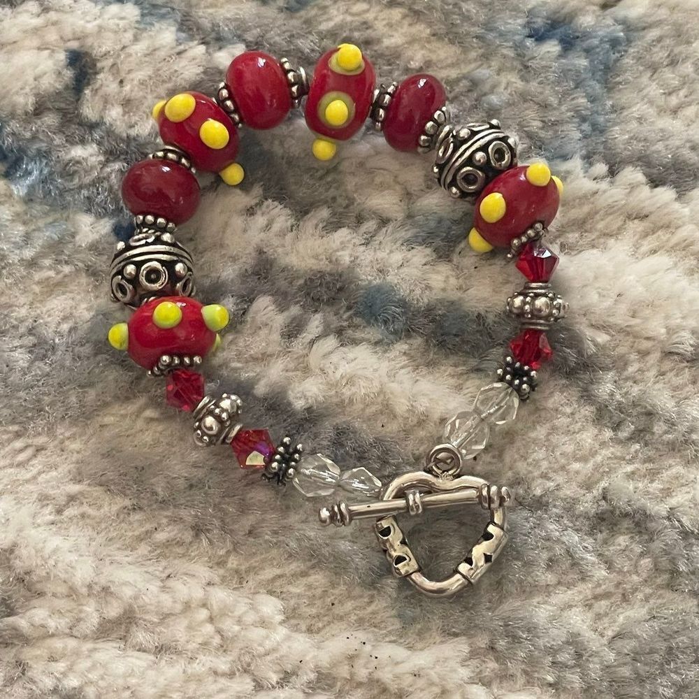 Red lampwork bead bracelet